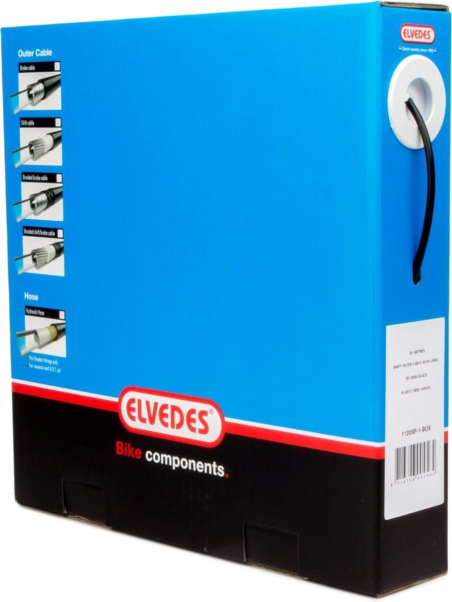 Elvedes schakelbuitenkabel gevlochten 30 m x 4,9 mm titaan zilver