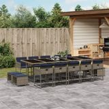 Prolenta Maison Exclusive Tuinset voor buiten, 15-delig, met kussens, grijs, van polyrotan