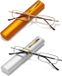 Lunettes de lecture métalliques ultra-fines, lot de deux, pour hommes et femmes, avec étui de transport portable - Dioptrie 2,0 (or + argent)