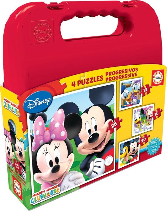 Disney Mickey Mouse Progressive Educa Puzzle Set (4 x 12-25 Pieces) - 3+ Years