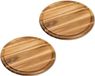 Kesper Broodplank/Serveerplank/Snijplank - 2x stuks - Rond - Met Sapgroef - Dia 30 cm - Acacia Hout