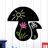 Ambiance Sticker Schoolbord muursticker - uitwisbare zelfklevende muurstickers - Paddestoelen - 90x90cm