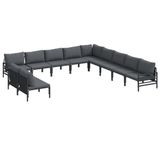 vidaXL - Tuinbank - Set - 11 - st - Zwart - Staal