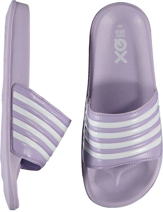 XQ Slippers Dames - Stripes - Fuchsia