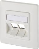 Metz Connect 130B20D21002KE Netwerkdoos Inbouw (in muur) Inzet met centraalstuk en frame Zonder connectoren 2 poorten Zuiver wit (RAL 9010)