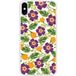 Apple Siliconen hoesje compatibel met iPhone X, Apple iPhone XS Paarse bloemen