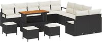 vidaXL Tuinbank Set Zwart Polyrattan