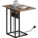 Table d'appoint pour canapé 39 x 29 x 57 cm avec station de recharge intégrée, plateau rabattable et structure acier robuste, meuble compact pour salon, marron rustique et noir