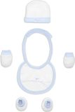 Interbaby Babyaccessoires Newborn Katoen Wit/blauw 4-delig