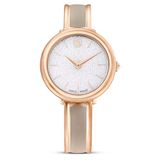 Swarovski Crystalline Bangle horloge, Swiss Made, Metalen armband, Beige, Roségoudkleurige afwerking