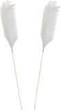 Mica Decorations Pluimgras losse steel/tak - 2x - wit - 104 cm