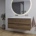 Saniclass Chaci Badkamermeubelset - 120x46x55cm - keramische wastafel wit - 2 wasbakken - zonder kraangaten - 2 lades - ronde spiegel met verlichting - noten