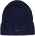 Stone Valley 100% Wol Navy Geribbelde Muts met Zwart Metalen Logo