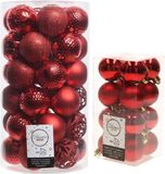 Decoris Kaemingk B.V. Kerstversiering kunststof kerstballen rood 4-6 cm pakket van 53x stuks