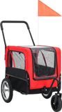 vidaXL Fietstrailer en Kinderwagen 2-in-1 Rood en Zwart - Hond - 135 x 56 x 97 cm