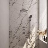 Brauer Brushed Edition Thermostatische Regendoucheset Inbouw - Hoofddouche 30 cm - Rechte Wandarm - Handdouche 3 Standen - Doucheslang - Geintegreerde Glijstang - Rvs