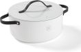 BE Living Braadpan met Deksel - Ø 24 cm (4 L) - Stoofpan - Stoofpot - Kookpan - Keramisch - PFAS Vrij Anti Aanbak - Inductie Pan - Wit - Essential Series