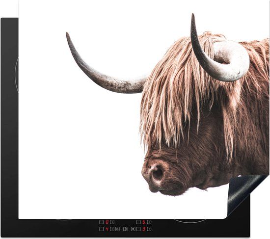 KitchenYeah® Inductie beschermer Schotse Hooglander - 58.3x51.3 cm - Wit