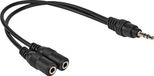 Allteq Jack splitter kabel - 3.5 mm - 0.2 meter - Zwart