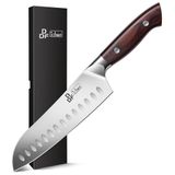 DDF iohEF Santoku-mes, professioneel koksmes, 18 cm, scherp lemmet van roestvrij staal met ergonomische greep voor thuis en restaurant
