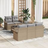 vidaXL - Bankstel - 5 zitplekken - Beige - Polyrattan