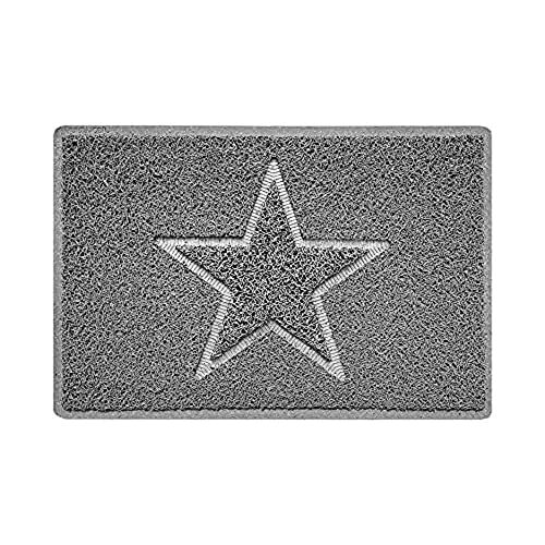 Nicoman Star Deurmat met reliëf, geschikt voor binnen- en buitenbescherming, klein (60 x 40 cm), grijs