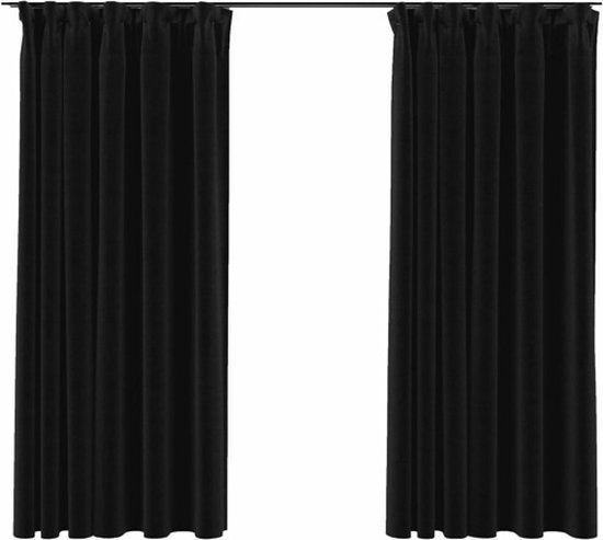 vidaXL Gordijnen linnen verduisterend haken 2 st 140x175 cm antraciet