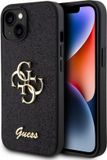 Guess 4G Logo Glitter Back Case - iPhone 15 - Zwart