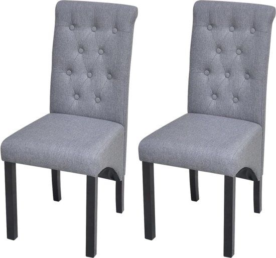 vidaXL Eetkamerstoelen 2 stuks stof lichtgrijs