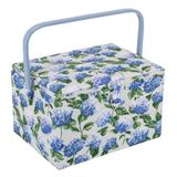 Hobby Gift Exclusief grote naaidoos, opbergdoos voor knutselwerk, opbergdoos voor accessoires, speldenkussen, handvat van PVC, 23,5 x 31 x 20 cm, hortensia