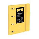 Grafoplas A4-map met 4 ringen, polyfoam, robuust en ultralicht, minimaal geel, inclusief reserveonderdeel, scheidingsbladen en envelop, perfect voor het organiseren van schoolspullen
