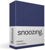 Snoozing - Katoen - Hoeslaken - Eenpersoons - 100x200 cm - Navy - blauw
