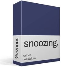 Snoozing - Katoen - Hoeslaken - Eenpersoons - 100x200 cm - Navy - blauw