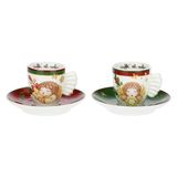 THUN - Set van 6 espressokopjes van porselein, kerstverrassingen