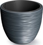 Prosperplast Plantenpot/bloempot Furu Stripes - buiten/binnen - kunststof - antraciet - D35 x H35 cm - met binnenpot
