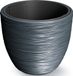 Prosperplast Plantenpot/bloempot Furu Stripes - buiten/binnen - kunststof - antraciet - D35 x H35 cm - met binnenpot