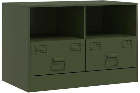 vidaXL Tv-meubel 67x39x44 cm staal olijfgroen