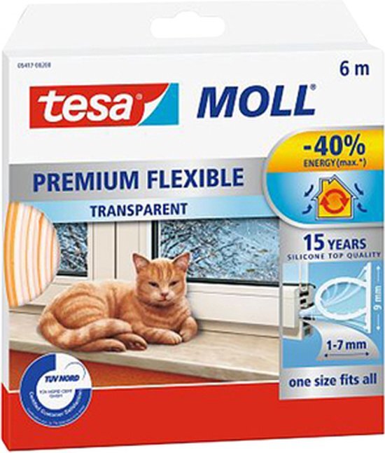 tesa Moll Superflex Silicone - Transparant - 9 mm x 6 m