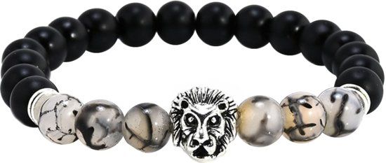 Fako Bijoux® - Buddha Armband - Leeuw - Zwart/Transparant