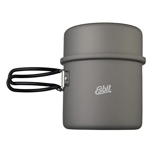Esbit Outdoor Camping Pot - 1000 ml - Includes 475 ml Pot - Stainless Steel & Hard Anodized Aluminum - PT1000HA