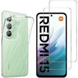 Phonillico® Hoes voor Xiaomi Redmi 15 met 2 Gehard Glas Schermbeschermers