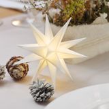 Novaliv Kerstster decoratie | 12 cm WIT | Binnen en buiten | LED met batterijcompartiment + afstandsbediening