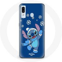 Maniacase Hoesje voor Samsung Galaxy A20 Stitch sneeuw kerst blauw