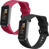 kwmobile 2x horlogebandjes geschikt voor Huawei Band 4 bandje - Smartwatch bandjes van TPU - Activity tracker horloge band in zwart / bordeauxrood