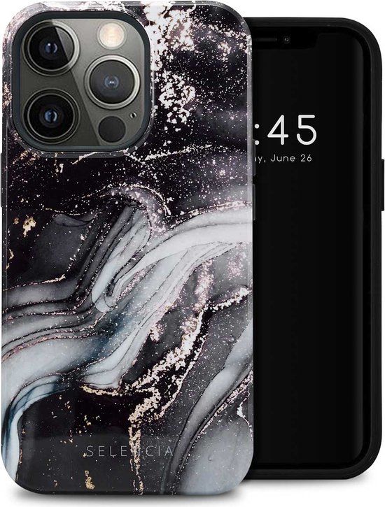 Selencia Vivid Backcover iPhone 13 Pro Hoesje - Chic Marble Black