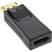 InLine 17198J DisplayPort male naar HDMI female kabel adapter, zwart