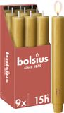 Bolsius - 9 Dinerkaarsen Rustiek Extra Breed - Beige - 23 cm - Diameter 3 cm - 15 Branduren