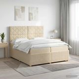 vidaXL Boxspringbed met matras, Crèmekleurig, 200 x 200 cm