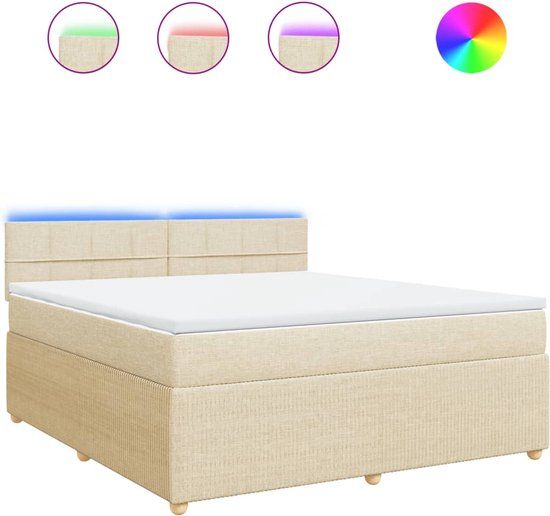 vidaXL Boxspring met matras Crème Stof 180x200 cm