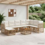 Maison Exclusive - Tuinset voor buiten, 9-delig. Gemaakt van natuurlijk ogend, crèmekleurig polyester
